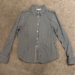 Anatomie Black and White Striped Button Down Shirt